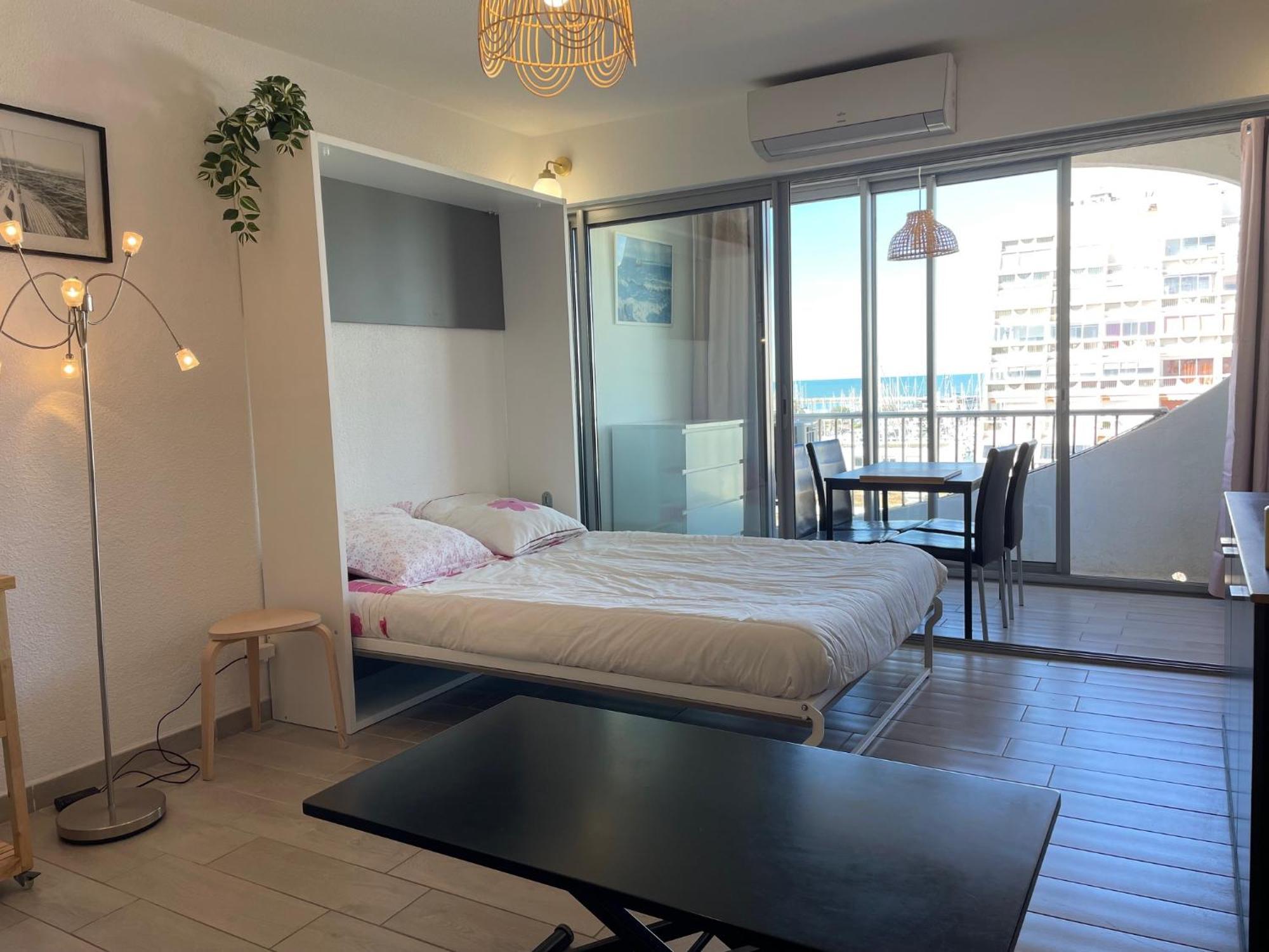 Studio 2-3 Pers Parking Clim Vue Port Et Mer لا غراند موت المظهر الخارجي الصورة